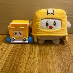 Lankybox Boxy Pull Back Car Figure Series 4 And Boxy Plush Figure Toy Bundle